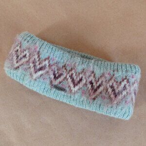 Prana Fuzzy Knit Ear Warmer Headband Mint & Pink